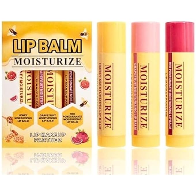 LBOYLOVE 3 PCS LIP BALM GIFT SET, BEES LIPS BALM MULTIPACK WITH 3 FRUITY FLAVOURS NATURAL FORMULA, MOISTURISING LIP BUTTER BALMS DUO FOR DRY LIPS, DAILY LIPCARE - Image 1